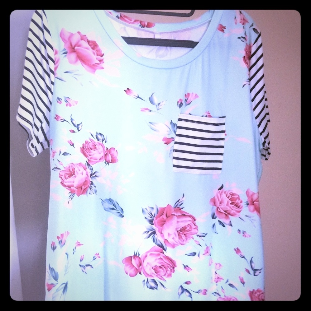 XL light blue/floral blouse.